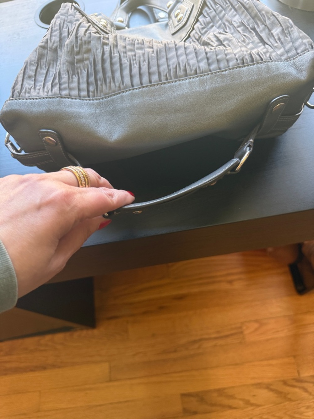 Coach Gray Pleated Leather Crossbody Satchel - Coach - Picture 6 of 17